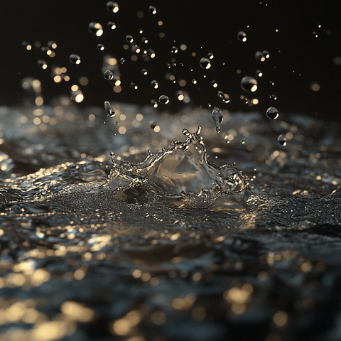 雨夜水面上雨滴落下