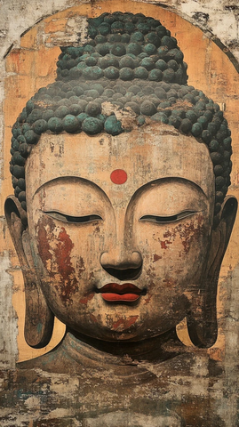 斑驳佛像面容尽显历史沧桑感