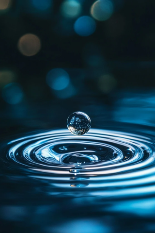 水滴触水面扩散涟漪