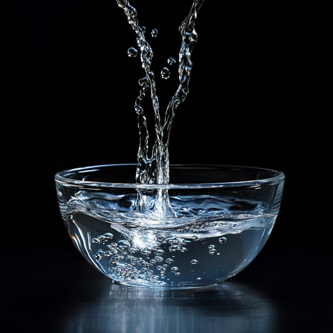 水流入玻璃碗的瞬间