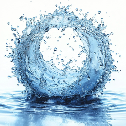 水花飞溅半圆形水面