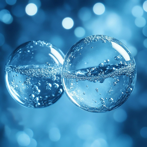 蓝色背景玻璃分子水滴