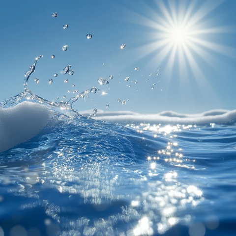 冬日阳光下的清澈水面