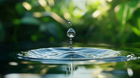 水滴坠落平静水面