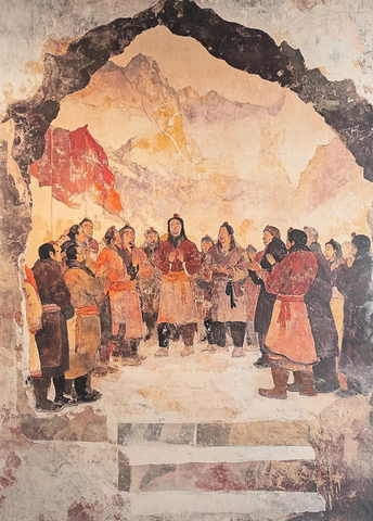 古代人物群像壁画风历史场景图