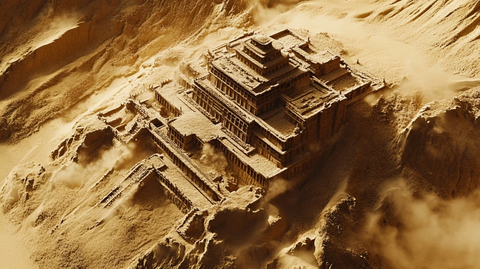 沙漠中古老神秘的多层建筑遗址