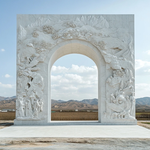 雕刻精美的户外大型石雕拱门景观