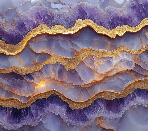 紫晶纹理金银辉映