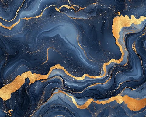 海军蓝金大理石纹流动线条