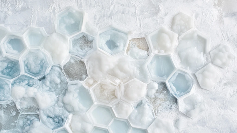 云雾白蓝蜂巢图案