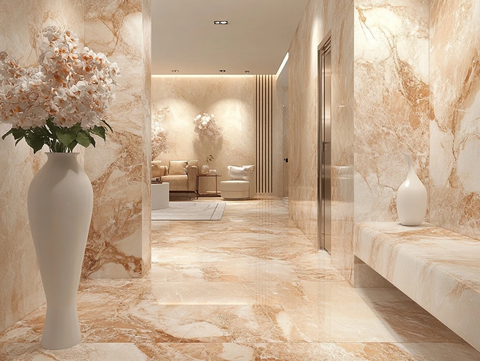 岩石地板墙面融合客厅设计