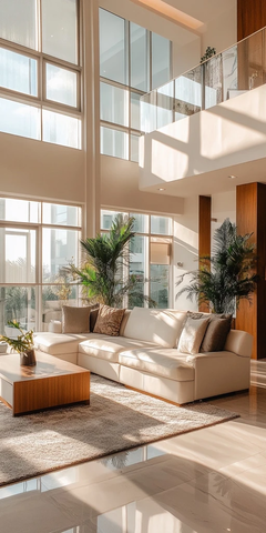 宽敞客厅高耸天花板