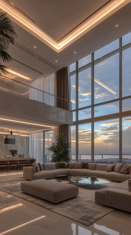 全景玻璃窗客厅布局