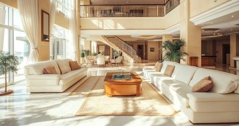 清晨阳光下的独栋别墅