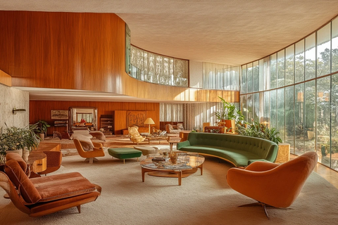 木质家具玻璃墙复古装饰