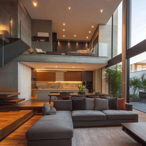 开放式客厅连接现代厨房