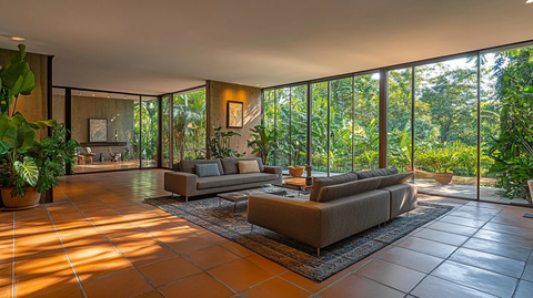 宽敞客厅与植物园景观