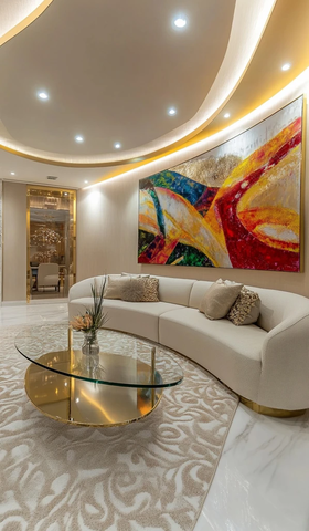 现代客厅抽象墙画设计