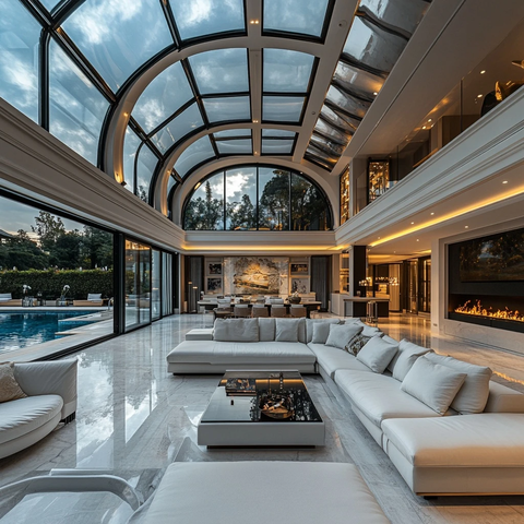 全景玻璃天窗别墅客厅