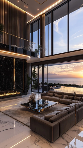 高天花板玻璃窗豪宅内饰
