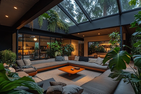 钢玻客厅植被天井设计