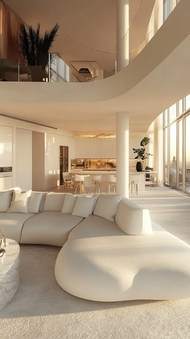 白色大厨房软地毯木家具