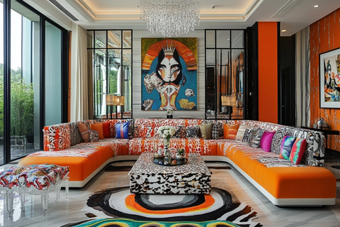 大胆图案彩色玻璃装饰