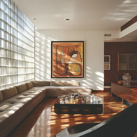 玻璃块墙画现代客厅