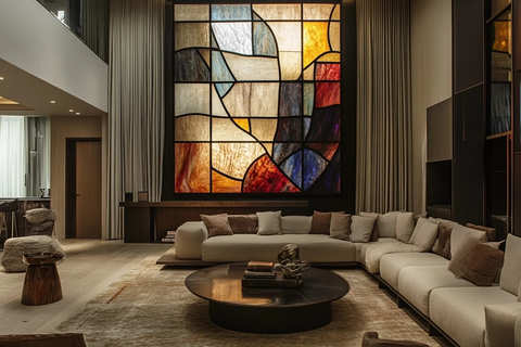 染色玻璃墙艺术客厅设计