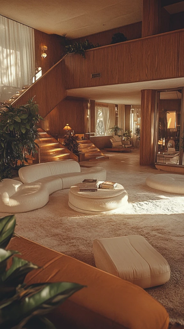 豪华家庭厅复古暖色氛围