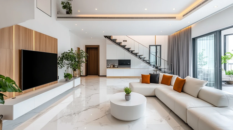 现代客厅大理石白砖拍摄