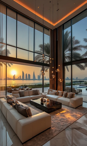 奢华客厅设计木饰面与大理石