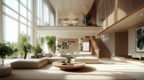 现代客厅双层设计木质结构