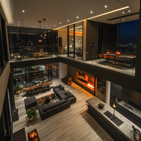 现代顶层公寓万圣节装饰