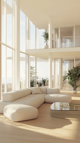 宽敞客厅木地板玻璃桌