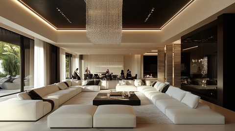 大客厅白色沙发吊灯