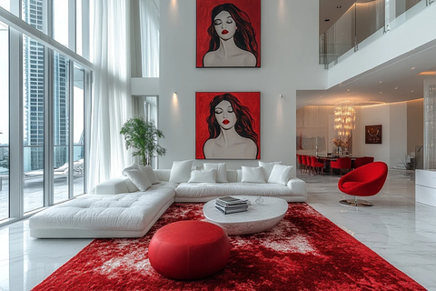 白色客厅雕塑镜面装饰