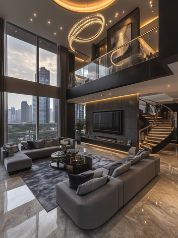 黑白配色顶层公寓奢华内饰