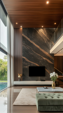 现代客厅木质天花板设计