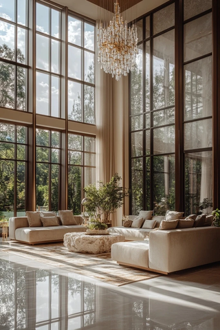 石雕吊灯搭配客厅全景