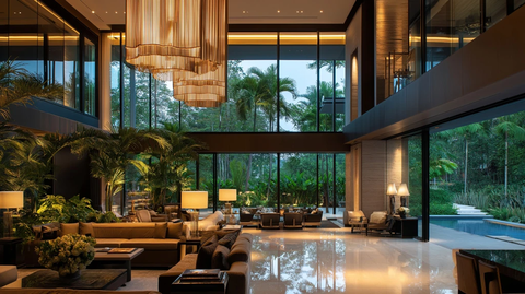 玻璃幕墙绿植吊灯公寓