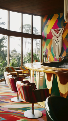 空吧台与低矮家具搭配壁纸