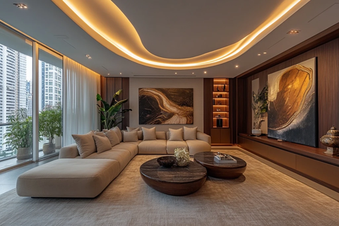 现代客厅弧形天花板设计