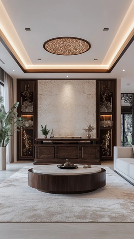 中式祭坛房间装饰壁纸地毯