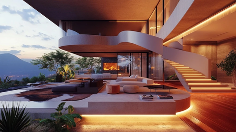 现代家居内部楼梯连接上下层