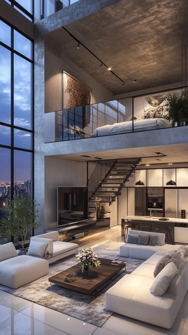 复式公寓客厅卧室设计