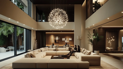 客厅沙发黑色吊灯