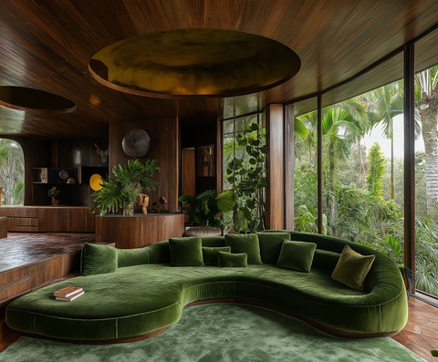 绿绒座椅嵌入式客厅