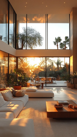 白色墙面大窗客厅家具