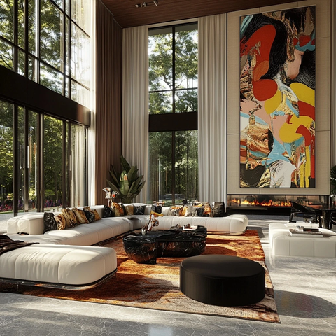 龙纹高顶别墅客厅设计